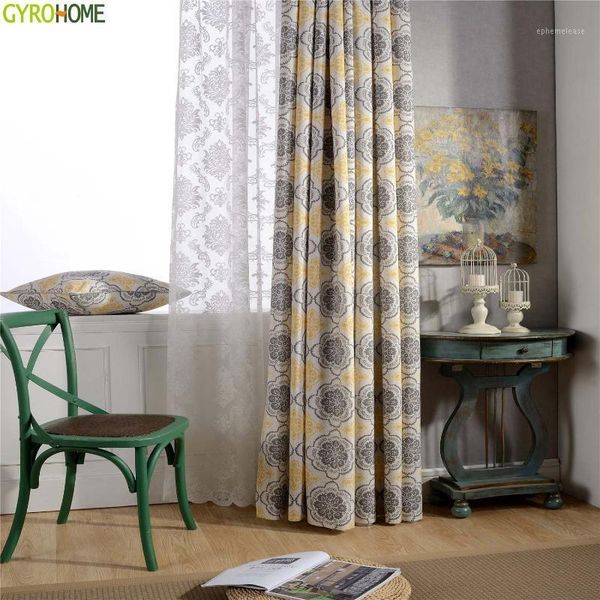 

nordic style cotton linen printing curtain for sitting room bedroom1