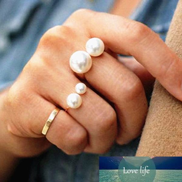 NJ55 1 Unid Fashion Simulal Pearl Rings для женщин Регулируемый размер кольца Элегантная Noble Изящная леди Ювелирные изделия Горячая распродажа Femme