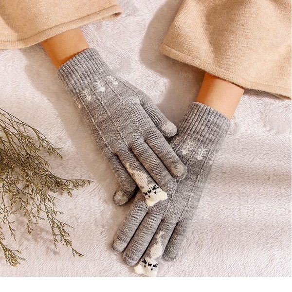 

glove women winter touch screen gloves thickening knitting wool luvas de inverno modis guantes mujer invierno coupl jllrqh, Black