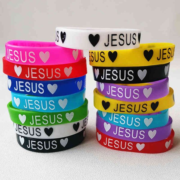 

20pcs lots jesus silicone bracelets devout christian church prayer rubber band night glow mix color hand wristband brand jewelri, Golden;silver
