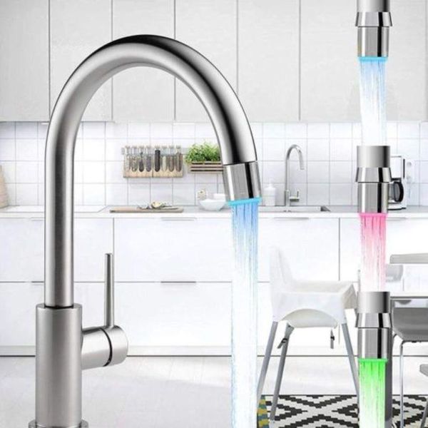 

water faucet kitchen led faucet color temperature sensor temperature sensing creative color change miniature tap kitchen supply