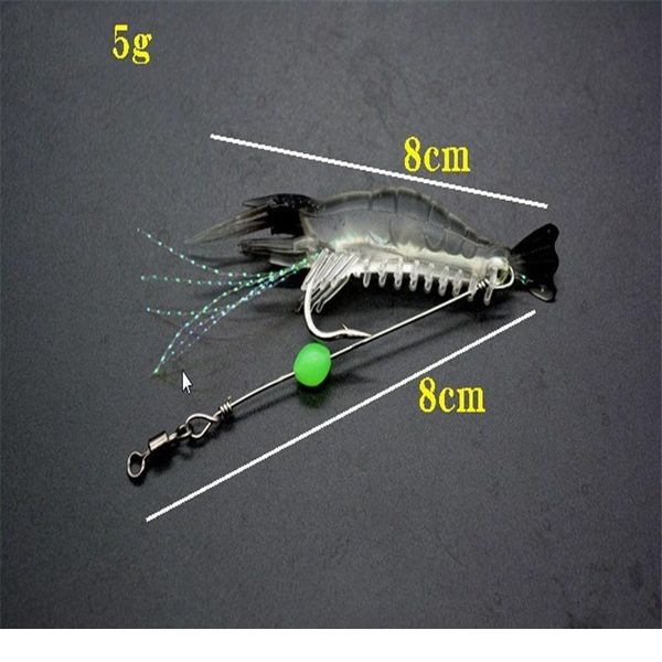 

1pcs 8cm/5g luminous simulation prawn soft shrimp floating shaped worn fake lure hook isca fishing lure artific bbypve