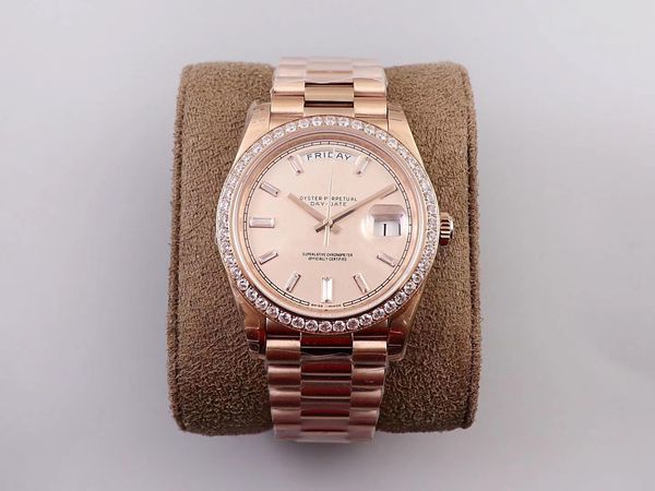 

ew,m228349rbr, week calendar series.40 mm in diameter.thickness 12 mm.equipped with 3255 automatic chain movement 904l steel, Slivery;brown