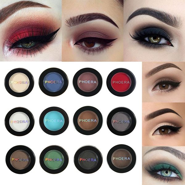 

phoera 12 цветов матовый глаз тень порошок пигмент длительный яркий яркий макияж макияж водонепроницаемый глаз косметика