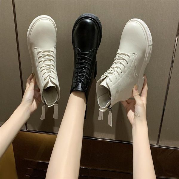 

boots cootelili winter women patent leather lace up 3cm heel keep warm zip 2021 fashion for woman shoes basic botas, Black