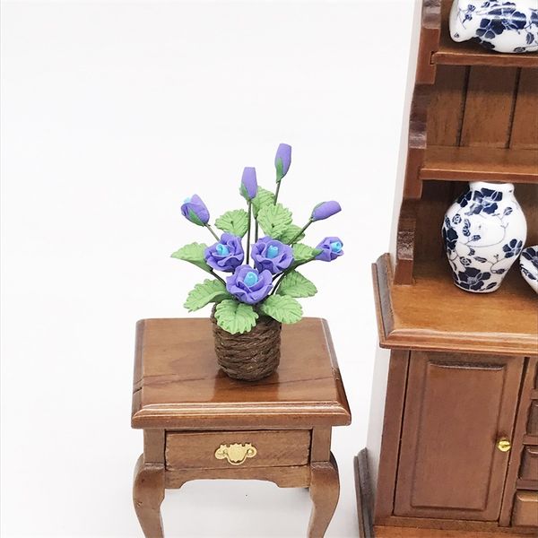 

1: 12 mini doll house dollhouse furniture decoration garden living room scene purple rose handmade design crsm