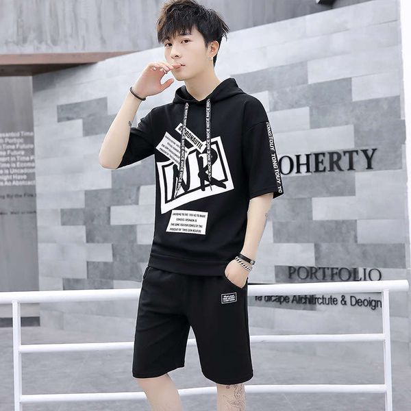 

2020 new summer short sleeve leisure sports men's suit, Gray
