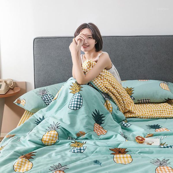 

comforters & sets summer fruits quilt cool thin cotton single double air conditioner throw blanket car travel cover blanket1