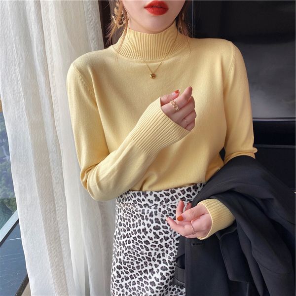 

breast feeding sweater fashion mom 2020 loose wear half high collar knitting with bottom coat and breast-feeding top, White