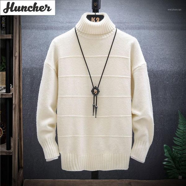 

huncher mens sweater male turtleneck men 2020 autumn winter casual high neck sweater man jumper men korean white for1, White;black