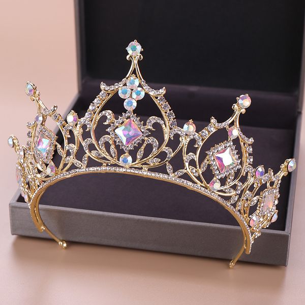 

2021 gold princess headwear chic bridal tiaras accessories stunning crystals pearls wedding tiaras and crowns 12172, Slivery;golden