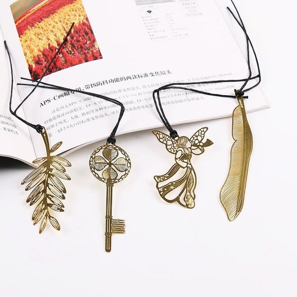 

cute kawaii gold metal bookmark vintage key feather angel bookmarks paper clip for book korean statio qylafc