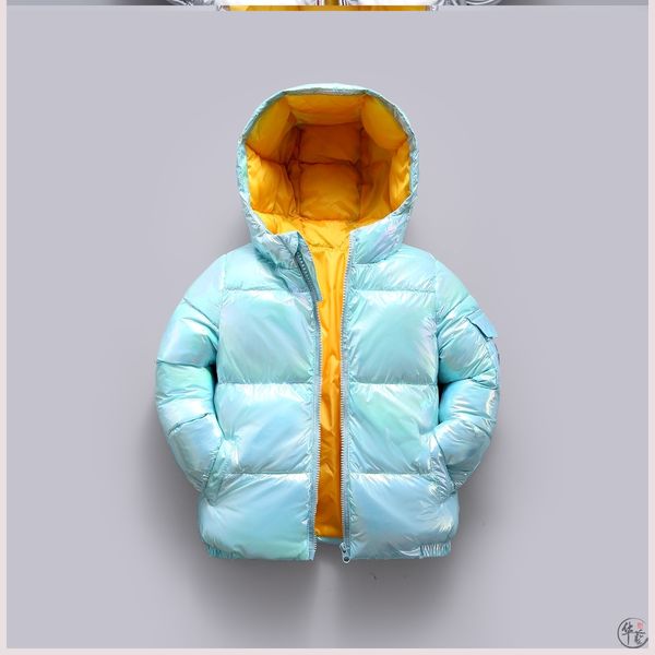 

new style down jacket bright leather space boys and girls children's thickened bread suit girl's winter coat fashion, Blue;gray
