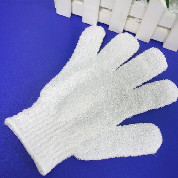 

scrubber nylon peeling color five fingers white exfoliating tan removal mitts paddy soft fiber massage bath glove cleane