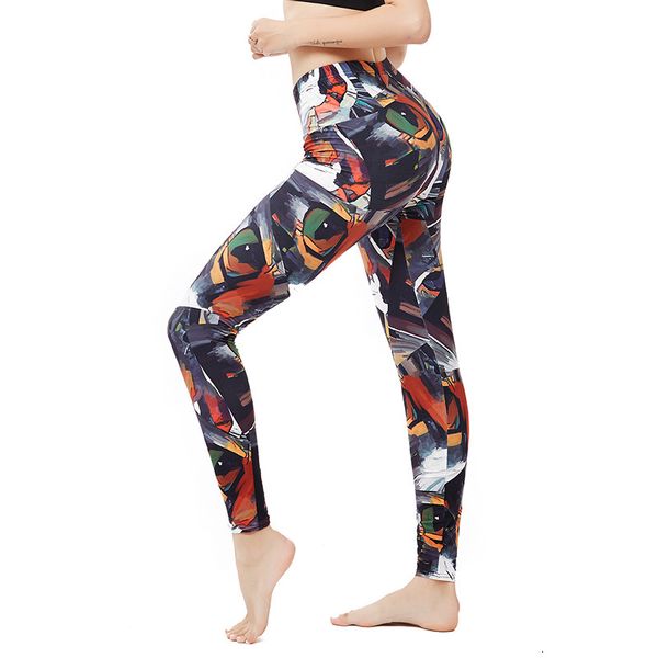 

9326 new oil painting street graffiti cat print leggings, Black