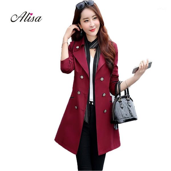 

women's trench coats harajuku windbreaker slim 2021 spring long sleeve double breasted elegant ladies classic coat1, Tan;black