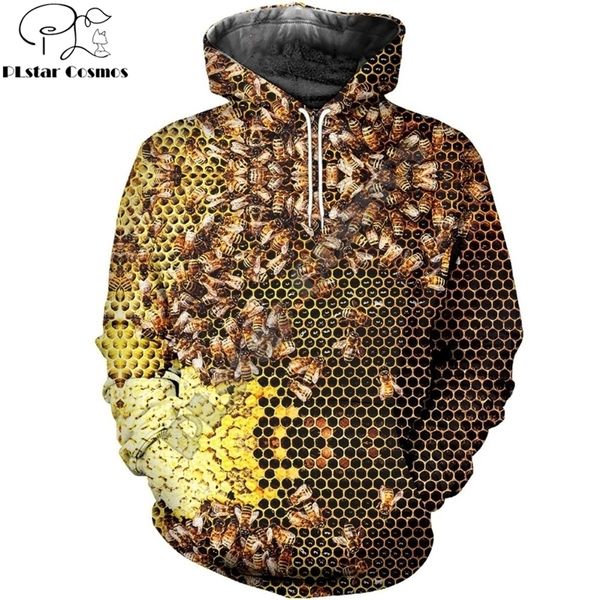 

plstar cosmos fashion men hoodies insect bee 3d print hoodie casual streetwear hoody sweatshirt sudadera hombre 201020, Black