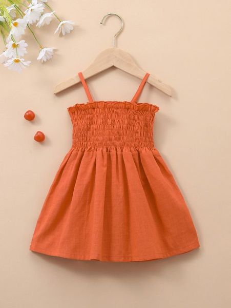 

baby girl shirred bodice cami dress she, Red;yellow