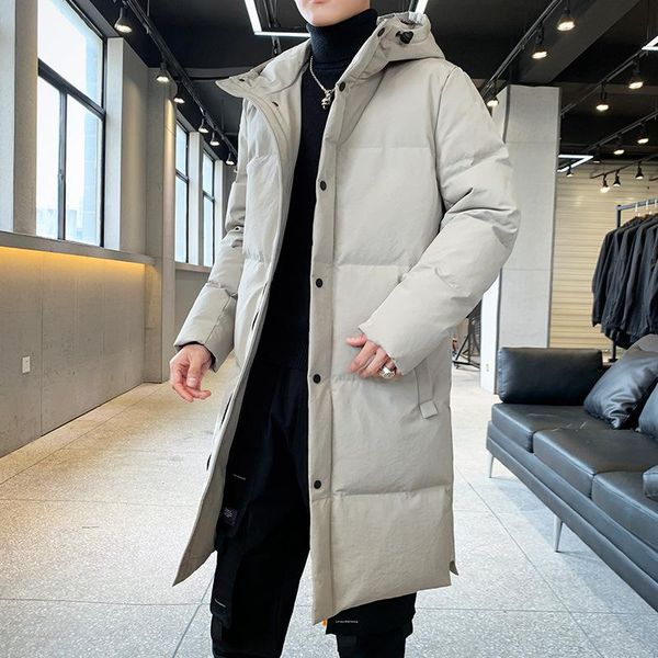 

2020 fashion winter new men mid length jacket hooded loose down padded handsome thickened padded coat, Black