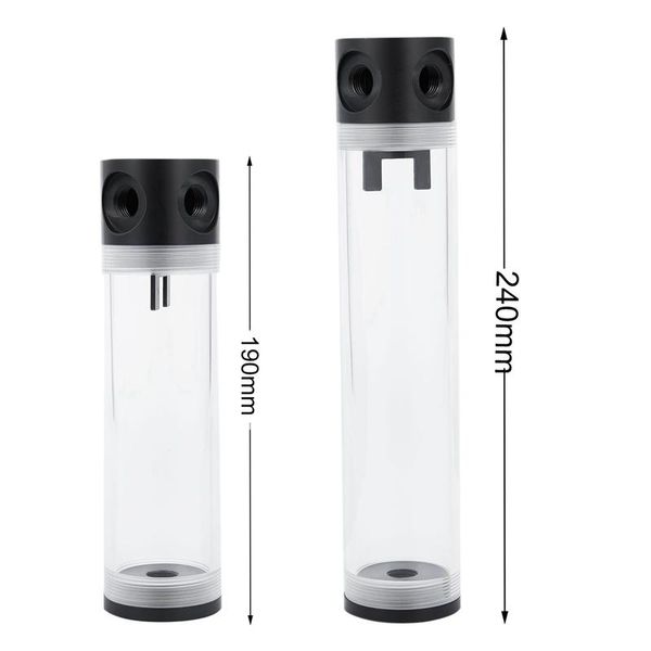 

2pcs black pom length 190mmx50mm/240mmx50mm diameter cylindrical water-cooled tank g1/4 acrylic water coolant cooling reservoir