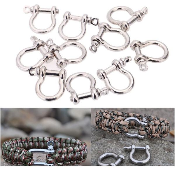 

10pcs zinc alloy u shape o shape shackle for outdoor camping hiking survival rope bracelets horseshoe buckle carabiner a qylfjj