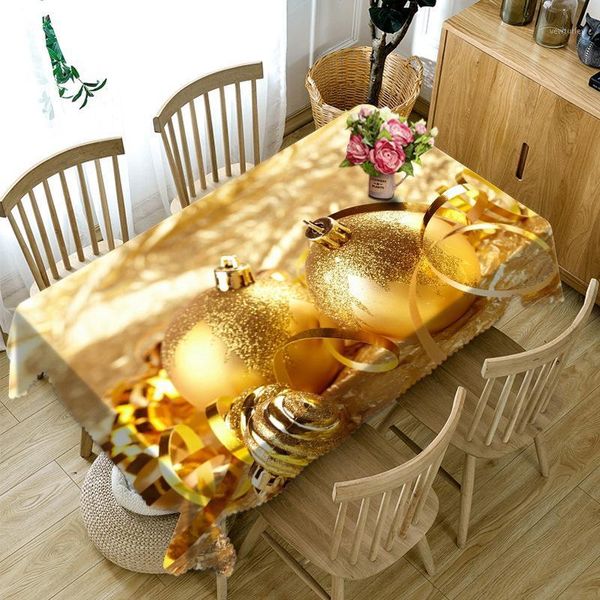 

table cloth 2021 3d tablecloth christmas gold round ball thicken rectangular and year party banquet dining cloth1