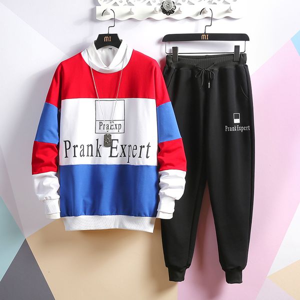 

2021 new 2 piece sets long sleeve fashion jacket spring autumn sporting suit jacket+pant men tracksuit set sportswear duza, Black