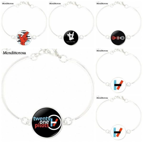 

charm bracelets twenty one pilots music band for schoolgirl maxi glass jewelry with silver plated cabochon bracelet bangle1, Golden;silver