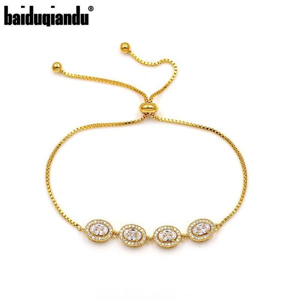 

link, chain baiduqiandu oval cubic zirconia crystal cz zircon adjustable bracelet for women or wedding, Black