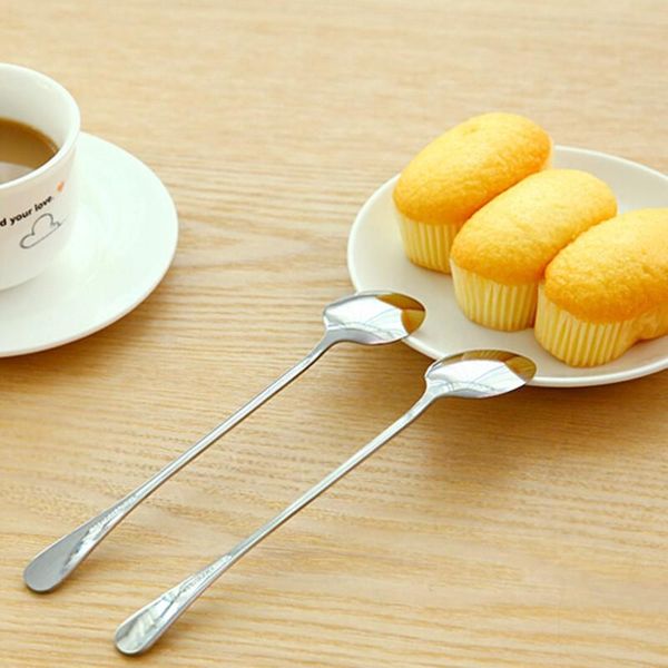 

spoons stainless steel long handle coffee ice cream handled flatware home bar multifunctional kitchen tools