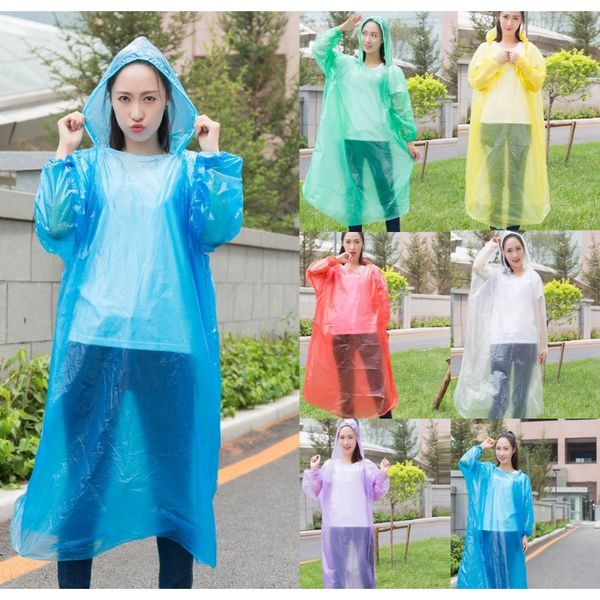 

5pcs disposable raincoat emergency waterproof hood poncho travel camping must rain coat clear rainwear suit d2 bbyngm