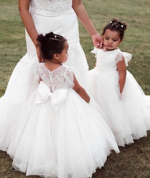

white vintage cap sleeves flower girls' dresses for wedding lace big bow back baby child birthday party gown first communion dress tutu, White;blue