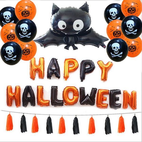 

1 набор хэллоуин украшения воздушные шары черные летучие мыши скелеты тыквы вампир фольга баллончик hallowmas вечеринка декор детские игрушк