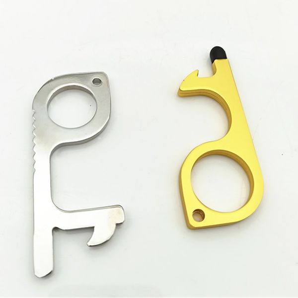 

hygienic hand no touch tool antimicrial ring door opener key chain, Silver