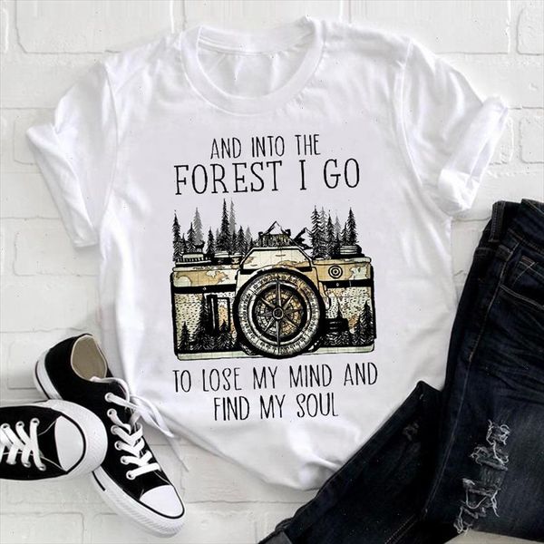 

women 2021 camera vintage travel short sleeve spring fashion lady clothes print tshirt female tee ladies graphic t shirt, White