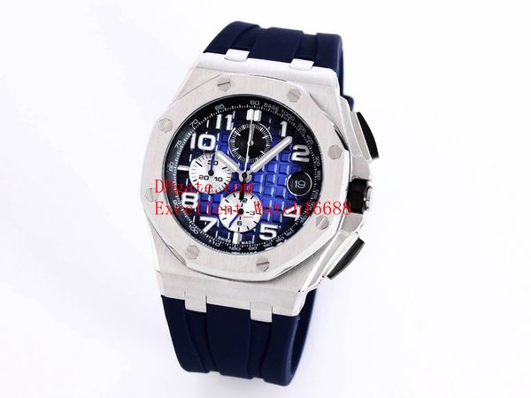 

19 selling mens watch wristwatches 45 mm 26400 26401 vk quartz chronograph working rubber bands strap mens watch wristwatches, Slivery;brown
