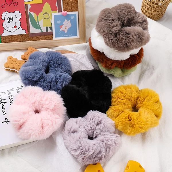 

hair accessories soft faux fur scrunchies for women elastic bands rubber headwear fashion girls ponytail holder
