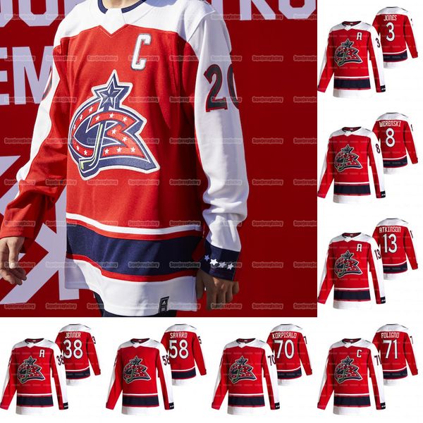 

women columbus blue jackets 2021 reverse retro nick foligno zach werenski cam atkinson seth jones boone jenner joonas korpisalo jersey, Black;red