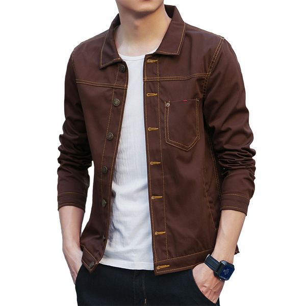 

denim jacket men basic jackets casual slim solid lightweight bomber jacket men windbreaker outwear male coat hipping 201106, Black;brown