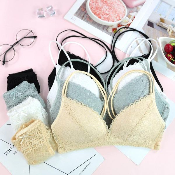 

girls summer seamless underwear lingerie set lace beauty back bra women romance bralette suit breathable1, Red;black