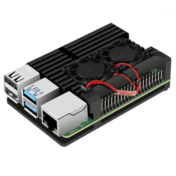 

for raspberry pi 4 aluminum case with dual cooling fan metal shell black enclosure for raspberry pi 4 model b1