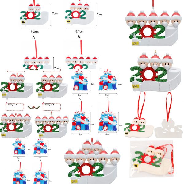 

factoryn387of survivor 2020 gift christmas family ornament customized 2 3 4 5 6 7 hanging decoration snowman pendant with face mask