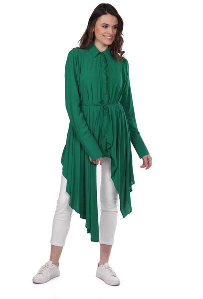 

markapia belt arched asymmetrical shirt, White