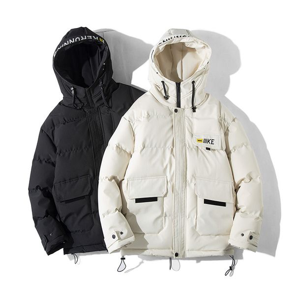 

men's padded hooded jacket winter thick parkas polyester men clothes print warm coats mens clothing oversized m-8xl kg-165, Black