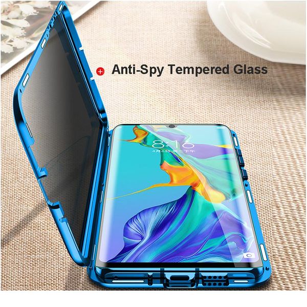 

privacy anti-peeping magnetic case for huawei p30 p40 pro double sided tempered glass case for huawei p40 lite e p sma bbymvs