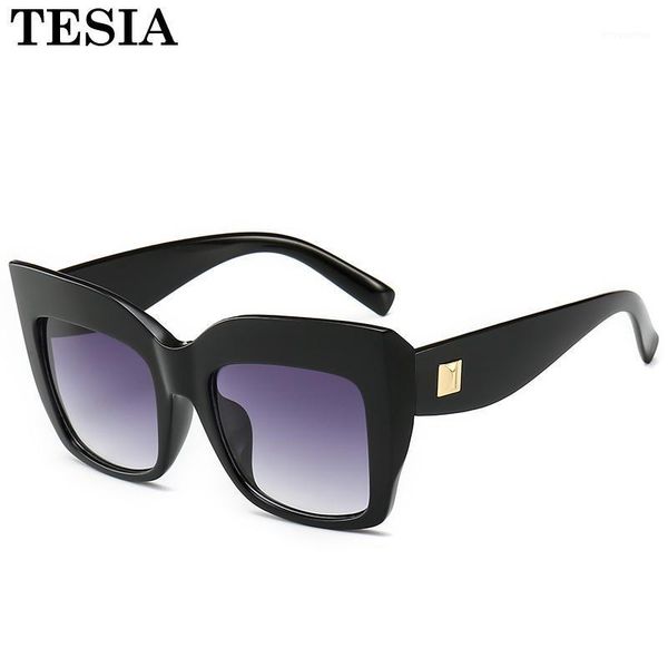 

luxury oversized cat eye sunglasses thick frame square gradient lenses shades for women wide style vintage cateye sunglasses1, White;black