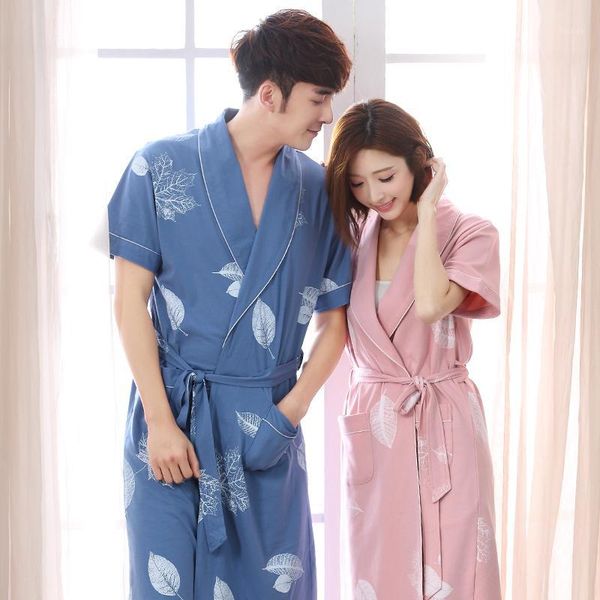 

couple robes summer thin knited cotton lovers bath robe plus size 3xl bathrobe male and female spas nightgown home clothing1, Black;red