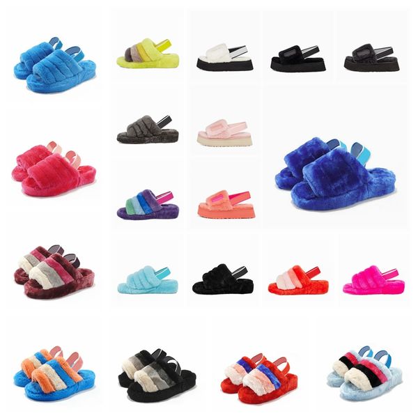 

2020 furry slippers australia fluff oh yeah designer womens fashion casual winter slipper fuzz slippers women fluffy faux furry slides 75oi#, Black