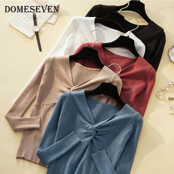 

women's sweaters 2021 autumn winter knitting pullover fashion sweater women casual chic pink v-neck knit slim jumper pull femme, White;black