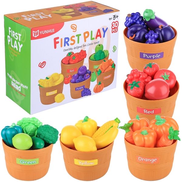 

new 30pcs children pretend play fruits and vegetables playset pre-school learning educational toys creative cognition for kids y200428